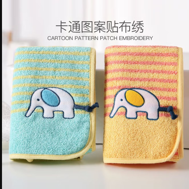 金号A类洗脸小毛巾儿童毛巾纯棉100%洗脸帕小孩毛巾女士面巾绣花2条